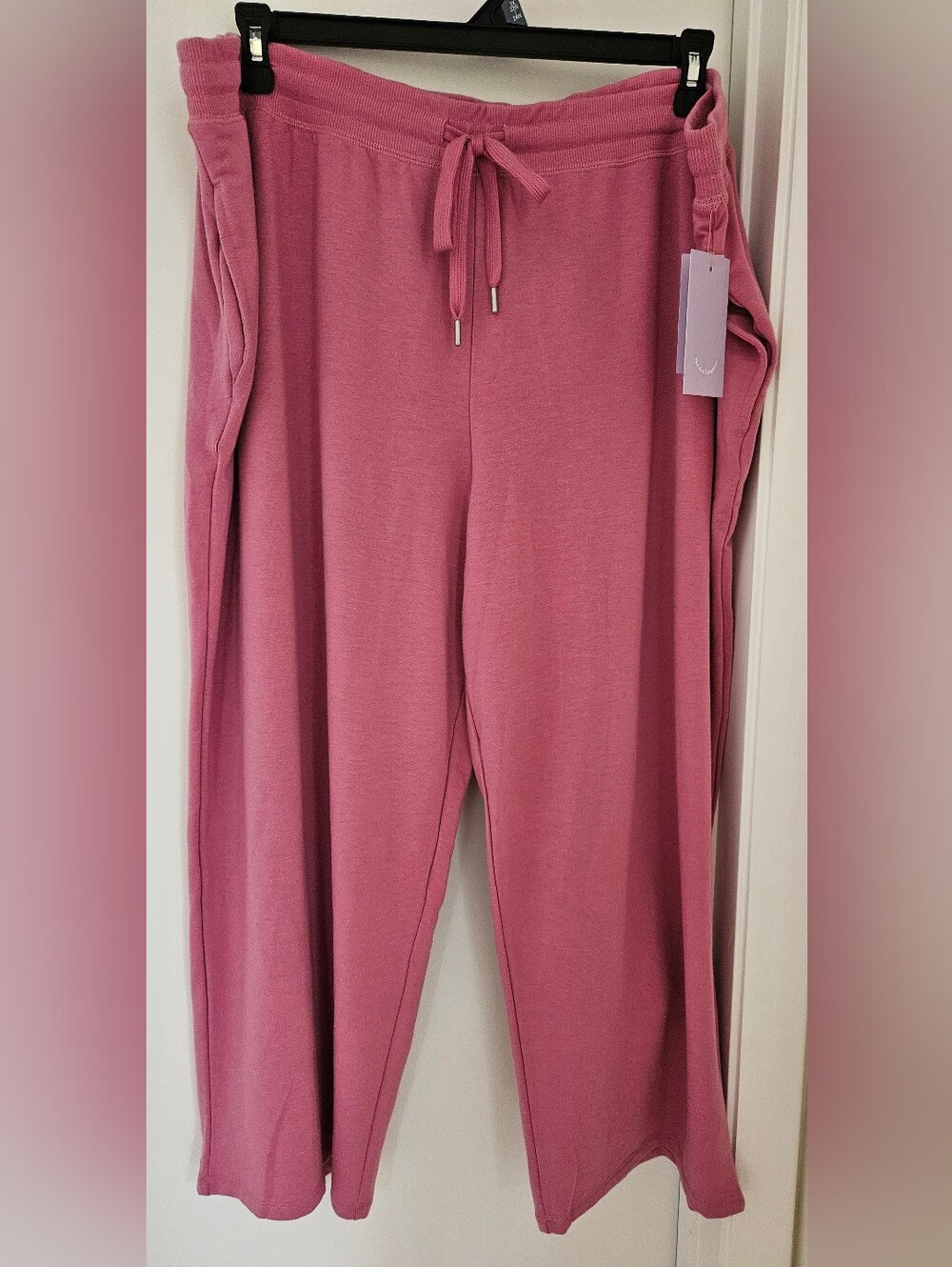 Joyspun Women's Plus Size 3X Lounge Pants Tla Rose Pink Drawstring Waist NWT